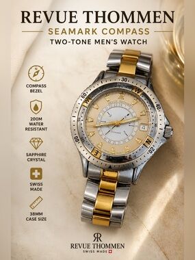 Vintage Revue Thommen Seamark Two-Tone Men's Watch 38mm